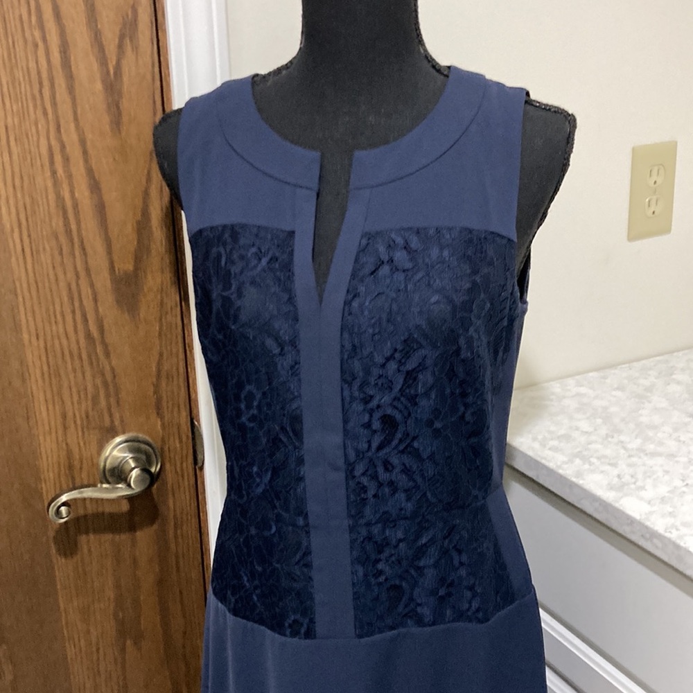 Ann Taylor Navy blue lace midi dress